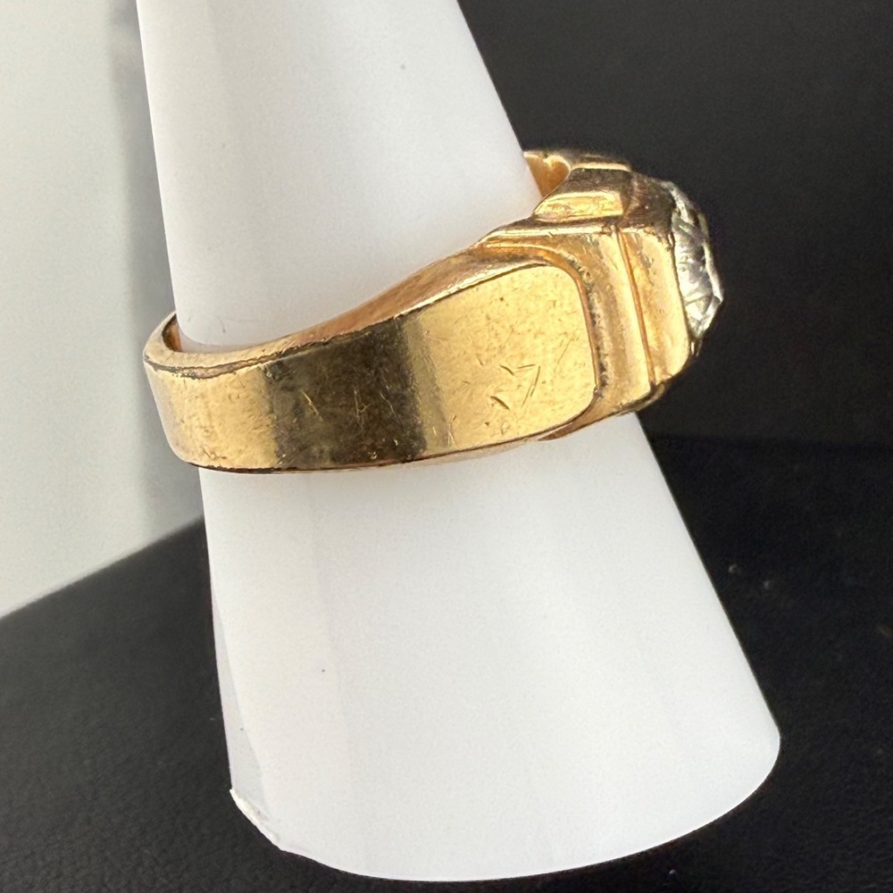 Vintage Uncas Gold Filled Ring 3 Rhinestone Trilogy Band Size 8.25 - Picture 5 of 16